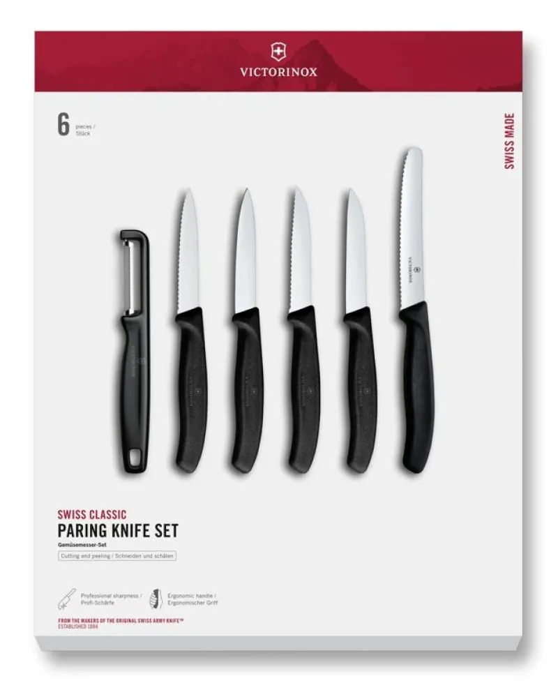 Clearance Swiss Classic Gemüsemesser-Set mit geradem Schäler, 6-teilig Gemüsemesser|Aufbewahrung Und Sets