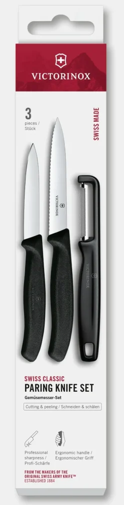 Sale Swiss Classic Gemüsemesser-Set mit geradem Schäler, 3-teilig Gemüsemesser|Aufbewahrung Und Sets